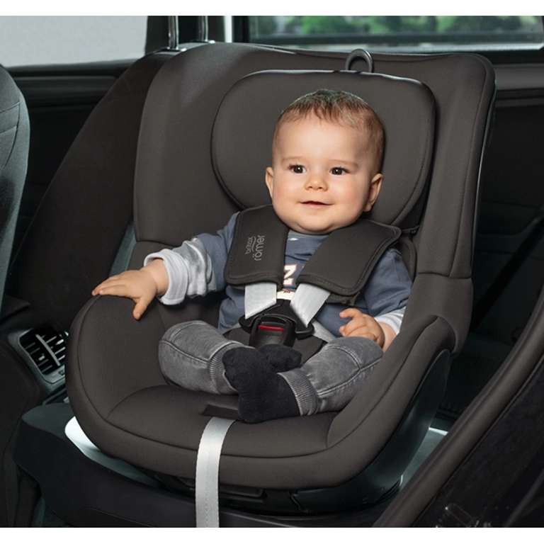 Britax Römer Reboarder Kindersitz Dualfix Plus (mit Base) | Gruppe 0+/1, Gewicht: 0-20 kg, Neugeboreneneinlage, Isofix, 360° Drehfunktion