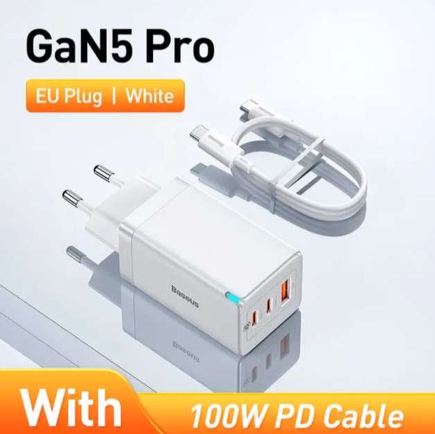 Baseus 65W GaN5 Pro Ladegerät mit 100W PD Kabel | PD3.0 • QC4.0 • 45W PPS [Bestpreis]