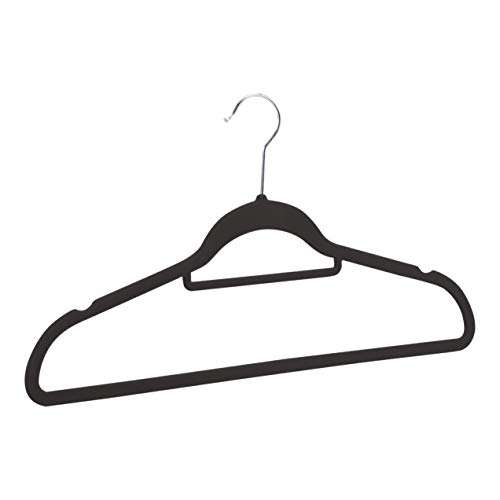 [Prime] Amazon Basics – Anzug-Kleiderbügel, beflockt, mit Krawattenbügel, Schwarz, 30 Stück