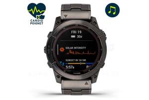 Smartwatch Garmin fenix 7X Sapphire Solar Titanium Slate grey mit Titan Armband