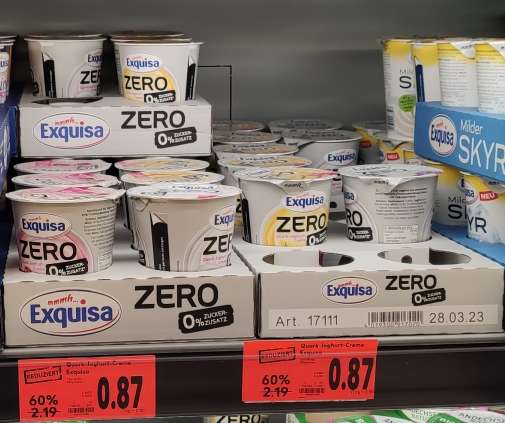 [Neckarsulm] Kaufland: Exquisa Zero Joghurt-Creme 400g für 0,37€ (Angebot+Coupon)