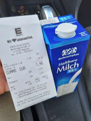 LOKAL Kreis Böblingen: Weihenstephan H-Milch 1,5% Fett (MHD 03.08)