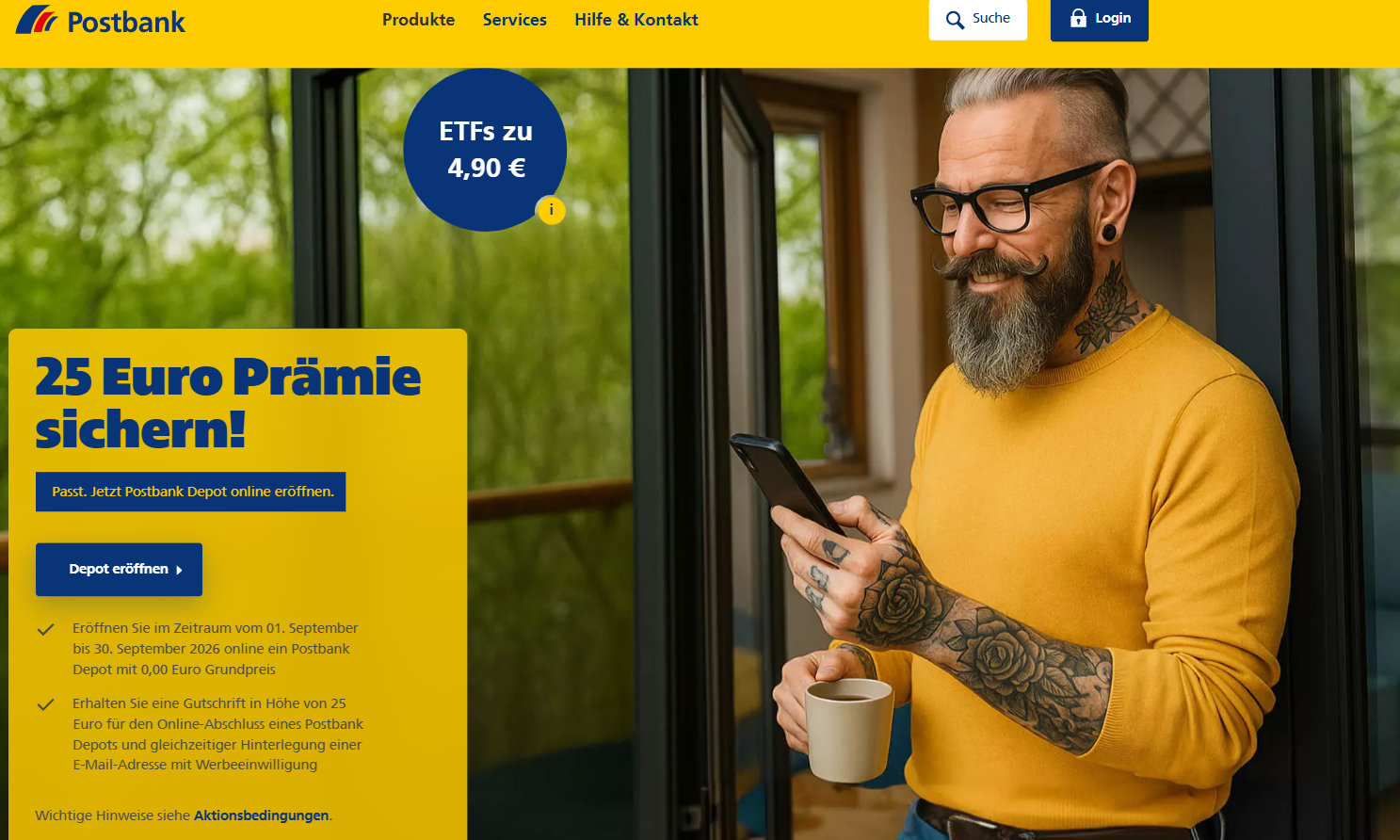 Postbank Depot | 76,60€ Eröffnungsprämie für Neukunden | Nur für die Eröffnung ohne weit. Bedingungen