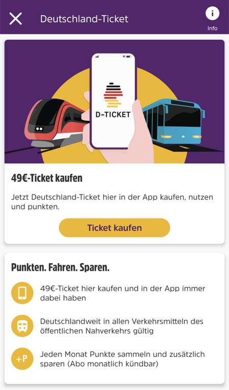 Deutschlandticket in der DeutschlandCard App buchen und jeden Monat Punkte sammeln