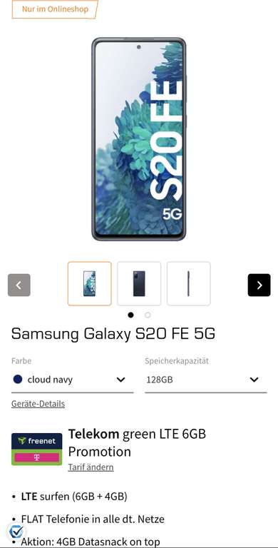 Samsung Galaxy S20 FE für 1€ + Xbox Series S + 10GB Telekom LTE für 24,99€ mtl. (freenet green Telekom LTE)