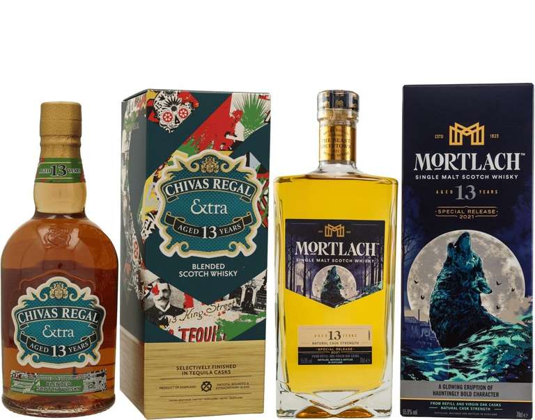 Whisky-Übersicht 223: Chivas Regal 13 Jahre Extra Tequila Cask Finish für 39,45€, Mortlach 13 Jahre SR 2021 für 105,90€ inkl. Versand
