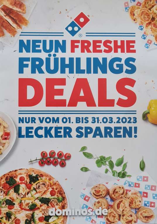 [Dominos] Neun Freshe Frühlings Deals - u.a. Gratis Pizza 3 für 2