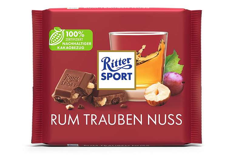 Ritter Sport 100g Tafel, "Rum Trauben Nuss", "Marzipan", "Nugat" oder "Alpenmilch" für je 0,88€ [Prime]