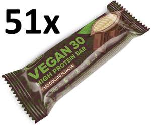 51x 35g IronMaxx Vegan 30 High Protein Bar - Chocolate (41 Cent pro Riegel, Erbsen- & Reisprotein, palmöl- & sojafrei, zuckerarm)
