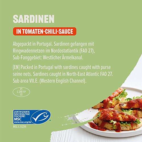 "by Amazon" Sardinen in Tomaten-Chili-Sauce, 375g (3 x 125g) (PRIME)