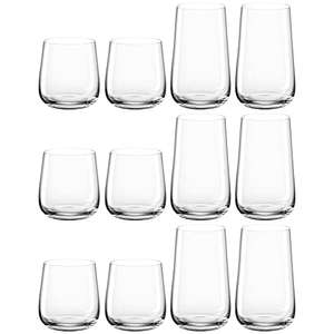 Leonardo Brunelli Trink-Gläser 12er Set, Trink-Becher aus Glas, 400 ml & 530 ml