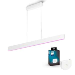 click-licht.de Philips Hue Bluetooth Pendelleuchte Ensis White & Color Ambiance in Weiß 2x 38W 5500lm mit Wandschaltermodul