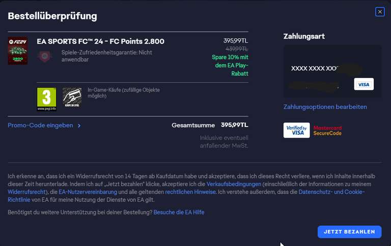 (EA SPORT FC 24) EA FC POINTS GÜNSTIGER ÜBER VPN TÜRKEI / EA SPORTS FC 24 - FC Points 12000 - 1529,99 TL - 52,99€