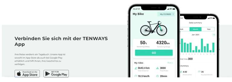 TENWAYS CGO600 E-Bike inkl. Schutzblech, Seitenständer und Faltschloss