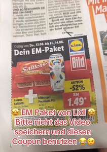 LIDL EM Paket (Saltletts Salzstangen + Dose Bitburger Pils)