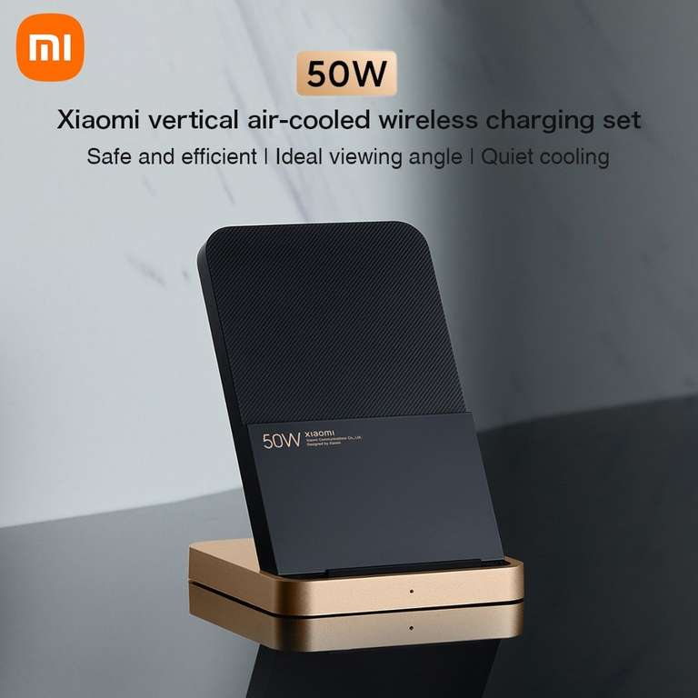 Xiaomi 50W Wireless Charging Set - Vertikales Qi Induktionsladegerät mit Luftkühlung mit 67W USB-Ladegerät
