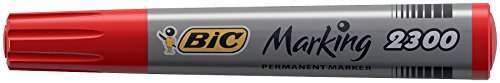 BIC Marking 2300 Permanent Marker, in Rot, 12er Pack, Wasserfester Stift auch für Karton, Plastik und Holz, 3,7 bis 5,5 mm (Prime Spar-Abo)