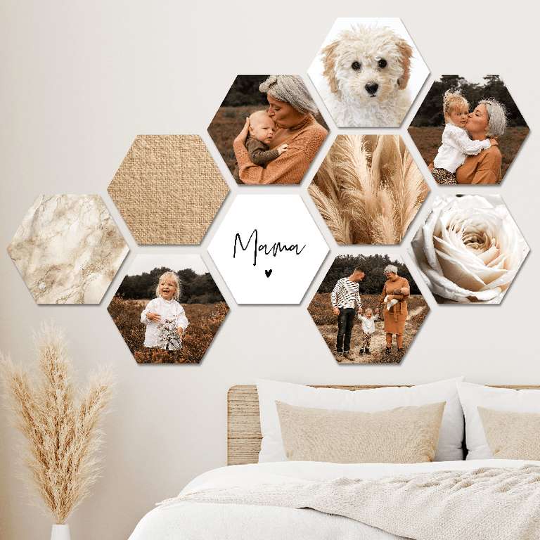 Fotocollage Hexagon eigenes Foto mit 85% Rabatt, 22x19 cm 10 Stück inkl. gratis Versand