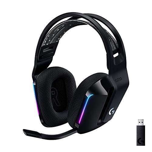 Logitech G733 LIGHTSPEED kabelloses Gaming-Headset NUR Schwarz und Blau!/ Amazon/29-Stunden Akkulaufzeit, 20m Reichweite - Schwarz