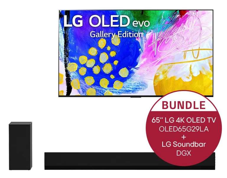 [Neukunden] LG OLED65G29LA (65" OLED G2 Evo EX, 120Hz, 4x HDMI 2.1) + Soundbar DGX (3.1, Dolby Atmos) | dank 100€ Cashback effektiv 1789€