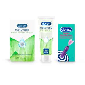 Durex Natürlich Intensiv Set | 20 x Naturals Kondome & 100 ml Naturals Gleitgel & Delight Minivibrator | diskreter Versand