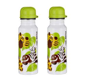 2x alfi perfectTherm Trinkflasche "Wild Jungle" (600ml, Edelstahl & BPA-freier Plastikdeckel, Drehverschluss)