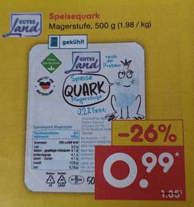 Netto Marken-Discount ab 19.02.: 500gr. Magerquark für 0,99 Euro (Zusätzlich Oldenburg Wehdestr. -10% auf alles)