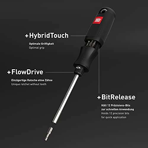 INBUS Flow 73424 Schraubendreher inkl. 12 Bits, mit FlowDrive & HybridTouch — Das Original
