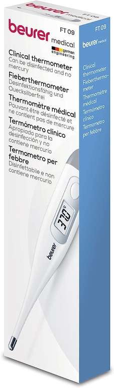 Beurer FT9 Digital- und Körperthermometer, wasserdicht, LCD-Display mit Messbereich +/- ,1 ºC