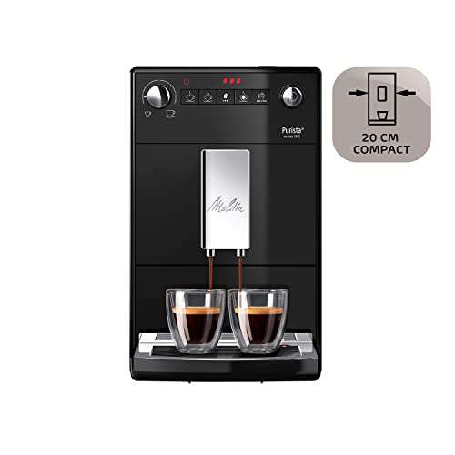 Melitta Purista F 230-102 Kaffeevollautomat mit flüsterleisem Kegelmahlwerk (Direktwahltaste, 2-Tassen Funktion, entnehmbare Brühgruppe)