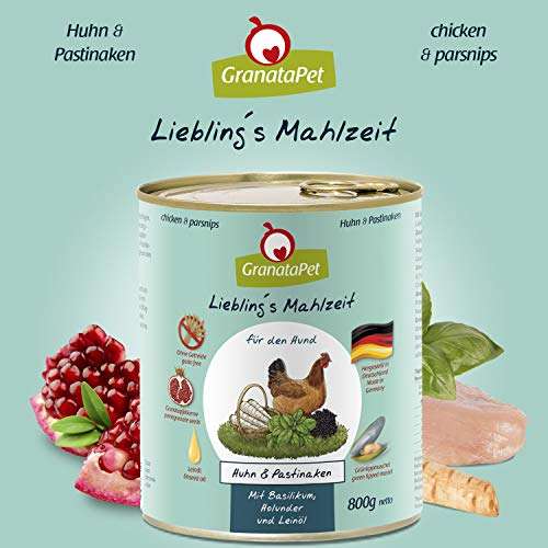 GranataPet Liebling's Mahlzeit Multipack 1, 6 x 800 g, Nassfutter für Hunde im Probierpaket,