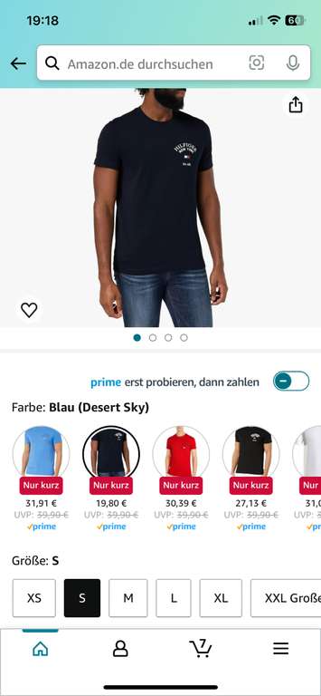 Tommy Hilfiger Herren Kurzarm T-Shirts Gr.S [Amazon Oster Deals]