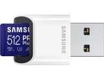 Samsung PRO Plus microSD Speicherkarte 512 GB, UHS-I U3, Full HD & 4K UHD, 160 MB/s Lesen, 120 MB Scheiben, PRIME