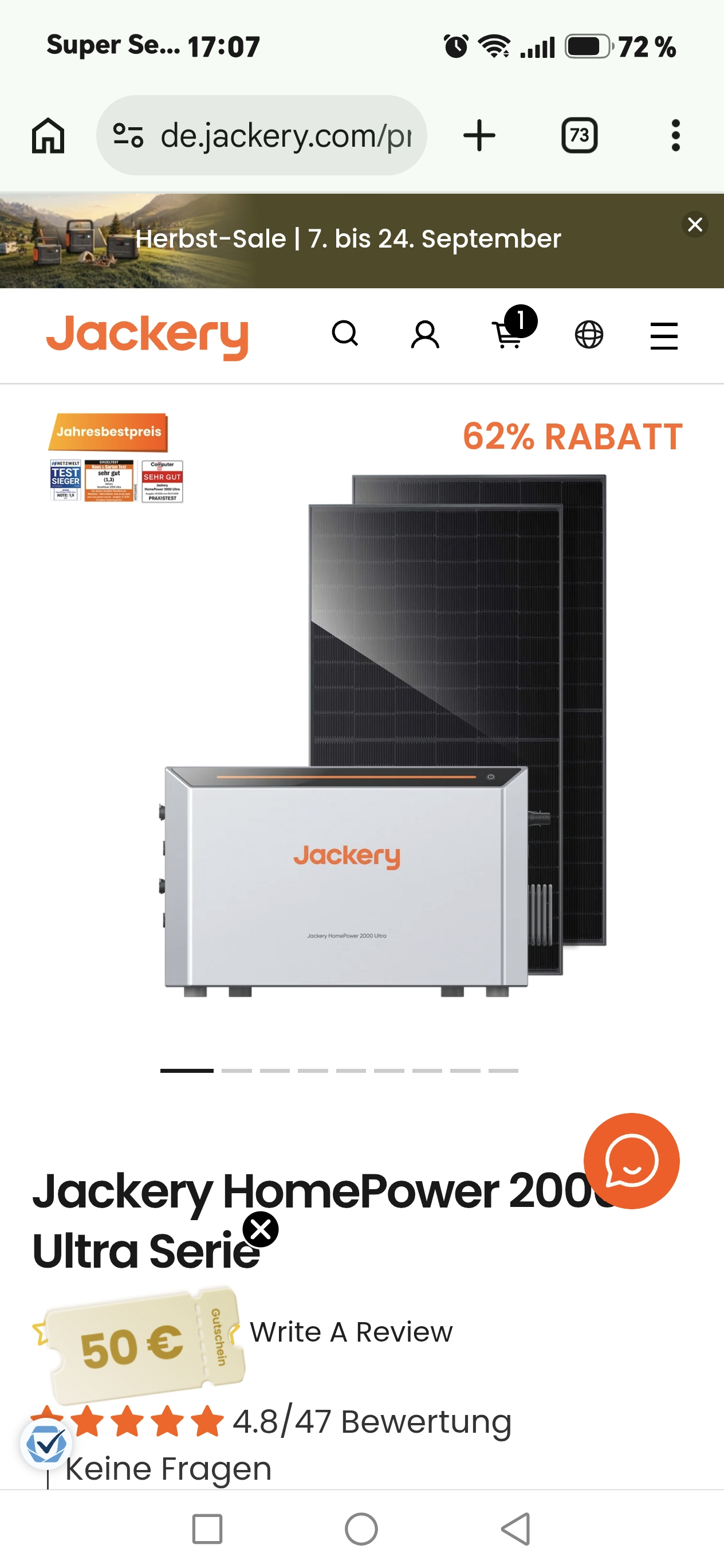Balkonkraftwerk Jackery Homepower 2000 + 2x 450W BF Module