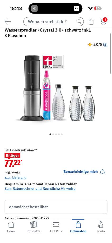Sodastream Crystal 3.0Lidl – günstige Wassermaximierung, inkl. 3 Flaschen, bei Lidl at Lidl