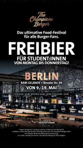 FREIBIER FÜR STUDENTEN bei Championsburger in Berlin (Ein Bier pro Person)