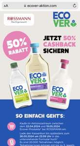 Cashback Ecover Produkte 50% Rabatt bei Rossmann