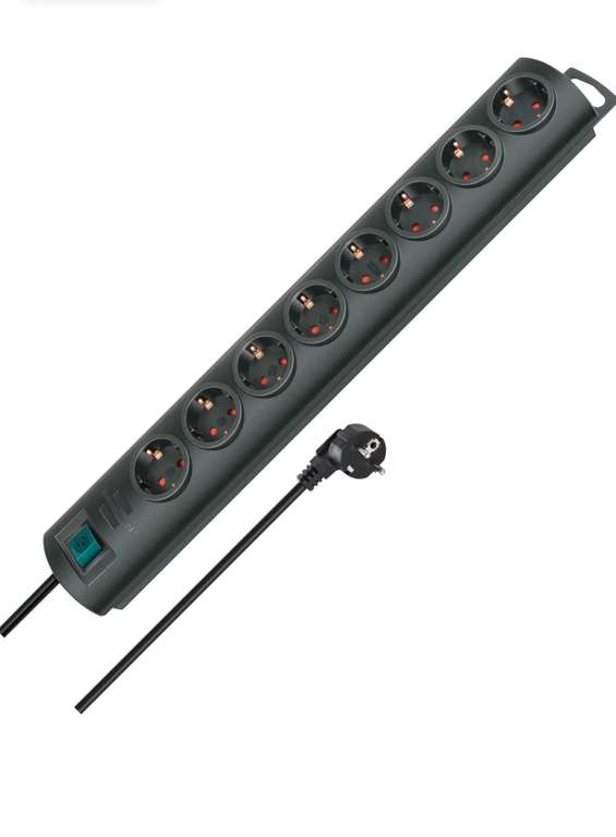 Amazon PRIME Brennenstuhl Primera-Line, Steckdosenleiste 8-Fach (Mehrfachsteckdose mit Schalter und 2m Kabel, 90° schwarz