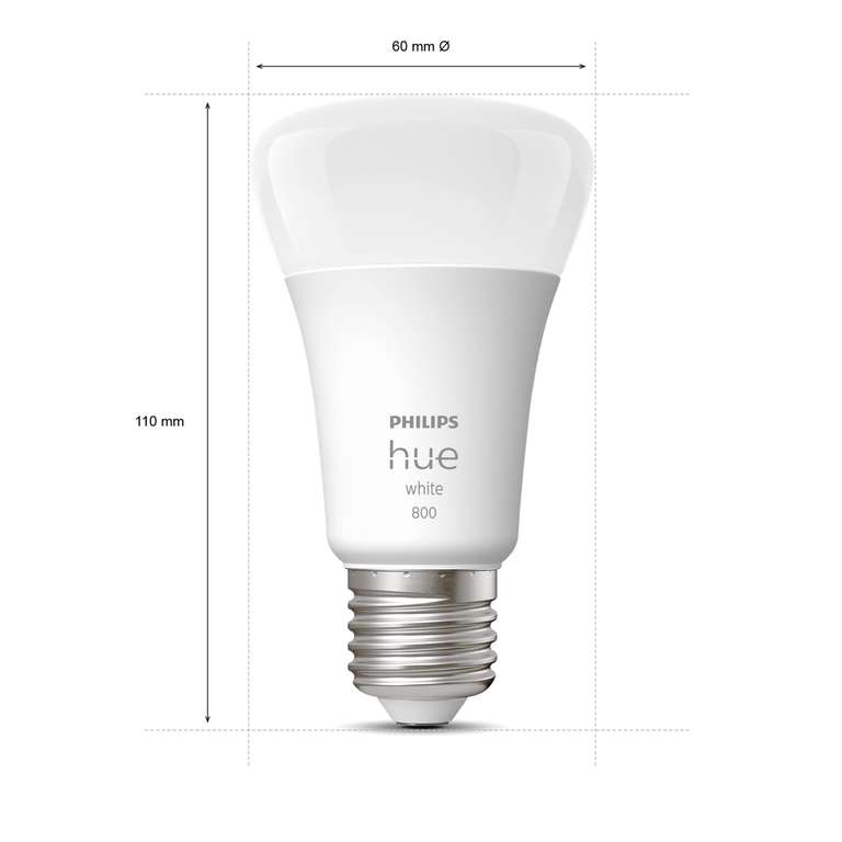 [Prime, personalisiert] - Amazon - Philips Hue White E27 Lampe,806lm, dimmbar, warmweißes Licht