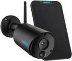 Schwarze Reolink Argus Eco + Solarpanel kabellose 1080p WLAN Außen IP Überwachungskamera