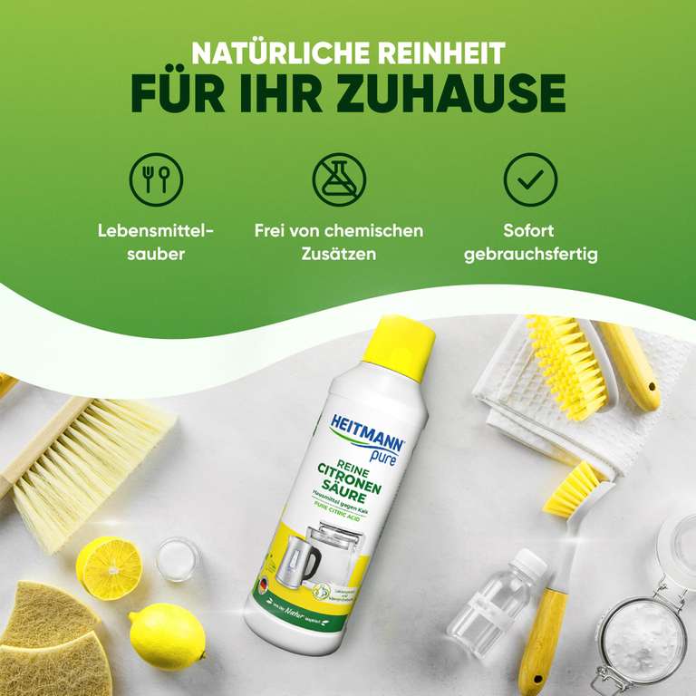 HEITMANN Pure Reiner Essig-Entkalker - 500 Ml, Ohne Chemische Zusätze, Für Küche & Bad