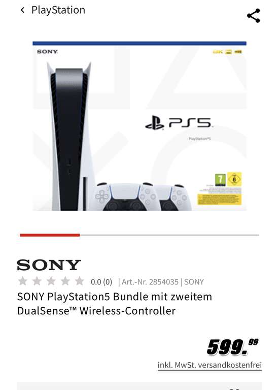 PS5 mit Laufwerk + 2. DualSense Controller für 599,99