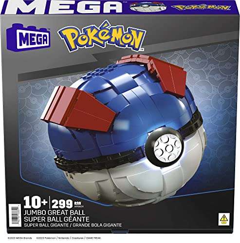 Mega Construx Bevo Pokémon Jumbo Superball (HMW04) für 23,49 Euro (UVP 44,99 Euro) / 299 Klemmbausteine [Amazon Prime]