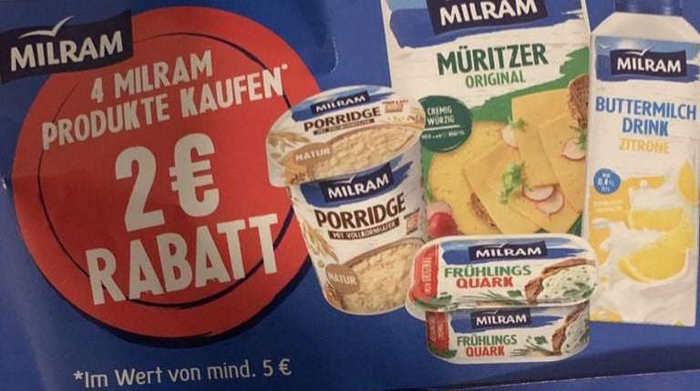 4x Milram Käse versch. Sorten für effektiv 0,89 € pro Packung (Angebot + Coupon) [LOKAL Edeka Südwest / Marktkauf]