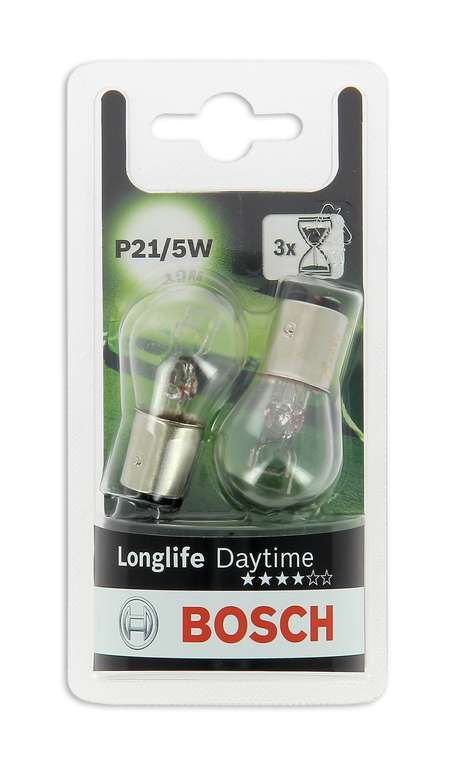 Bosch P21/5W Longlife Daytime Fahrzeuglampen - 12 V 21/5 W BAY15d - 2 Stücke (Prime)