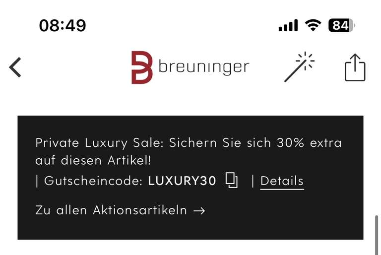 [Breuninger] Breuninger Sale -30% Rabatt auf ausgewählte LUXURY Artikel