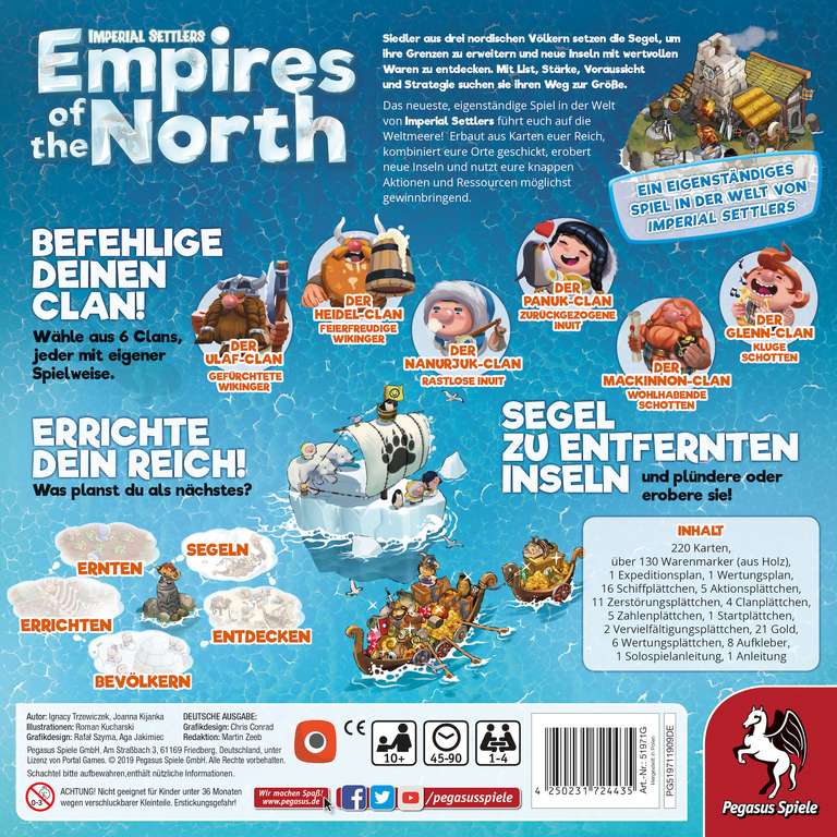 Empires of the North | Brettspiel (Aufbau- / Kartenspiel) für 1 - 4 Personen ab 10 Jahren | ca. 45 - 90 Min. | BGG: 7.5 / Komplexität: 2.83