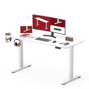 [Personalisiert] SANODESK Höhenverstellbarer Schreibtisch 110 x 60 cm Schreibtisch Höhenverstellbar Elektrisch weiß
