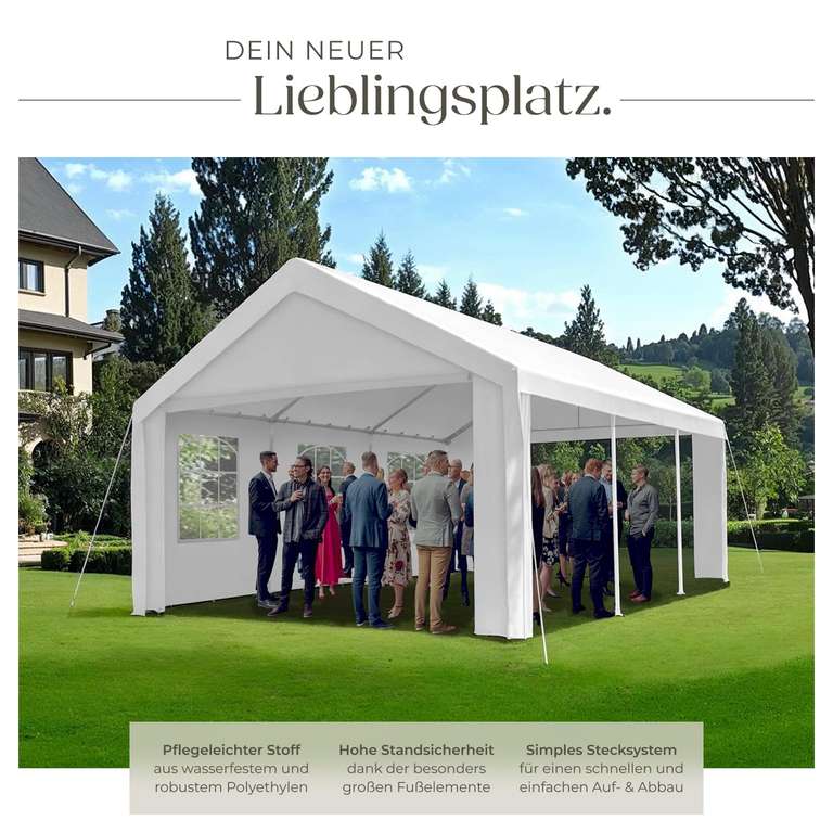 TecTake Garten Pavillon 6x4m inkl. 4 Seitenteilen – weiß | at Amazon - 169,89€