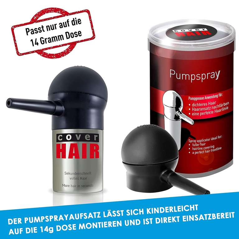 COVER HAIR Pumpsprayaufsatz für Schütthaar-Dose. DICHTES HAAR IN 15 SEK. DM